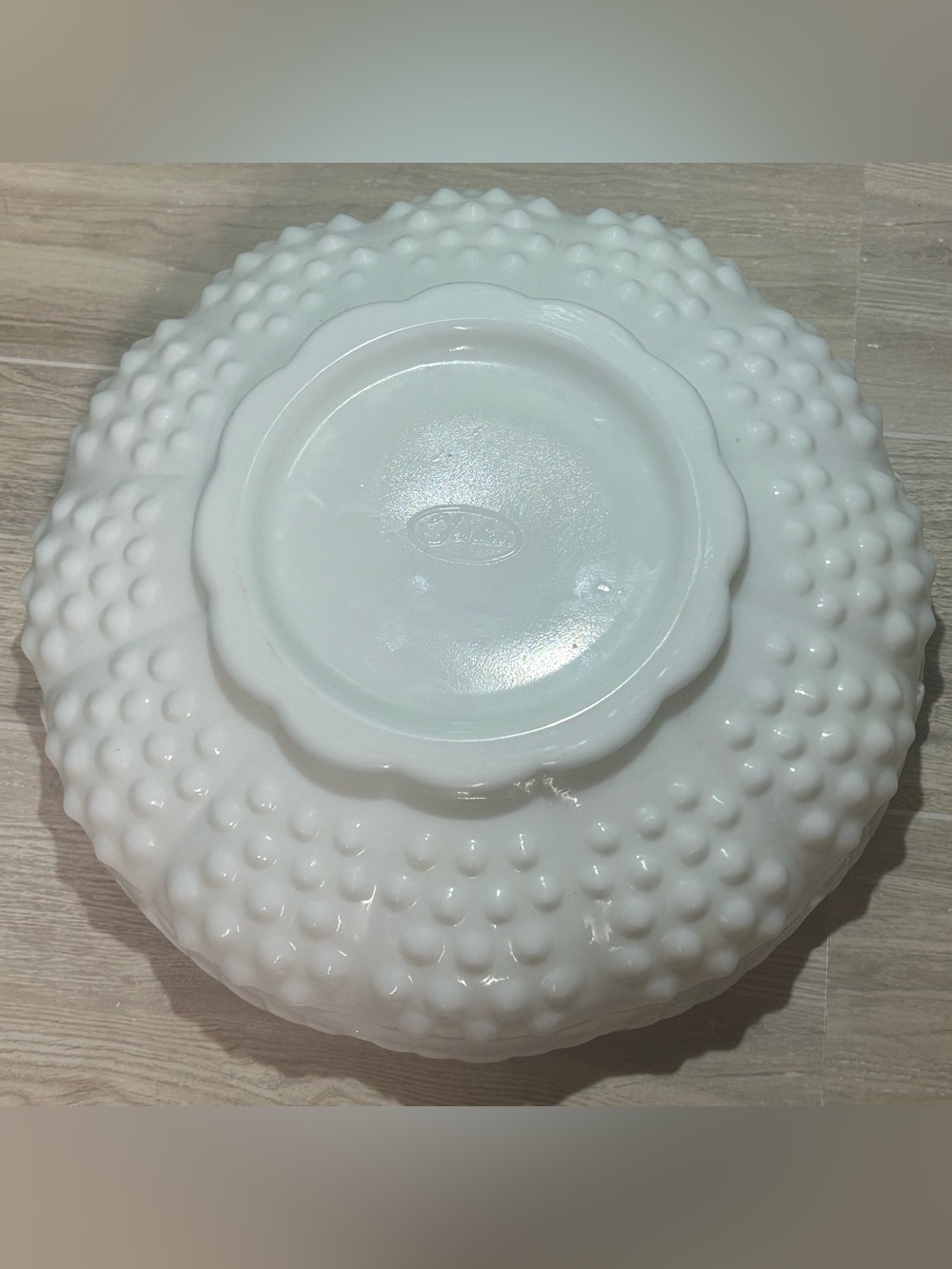 Vintage Fenton Hobnail Milk Glass Chip & Dip Bowl - Picture 7 of 8